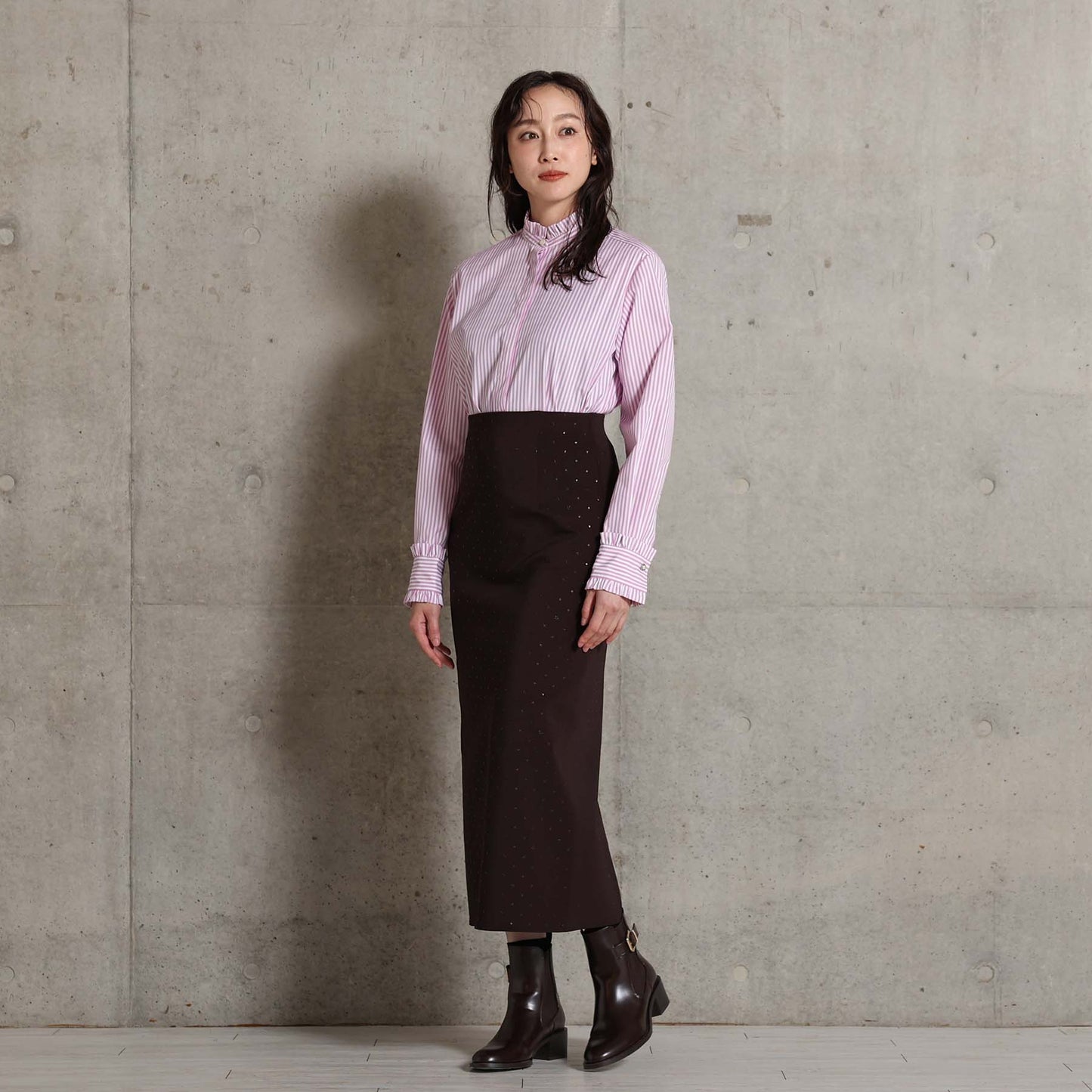 2026AW【10月下旬お届け予定】 F-SK-15「Stella dot knit」Straight skirt【全3色】