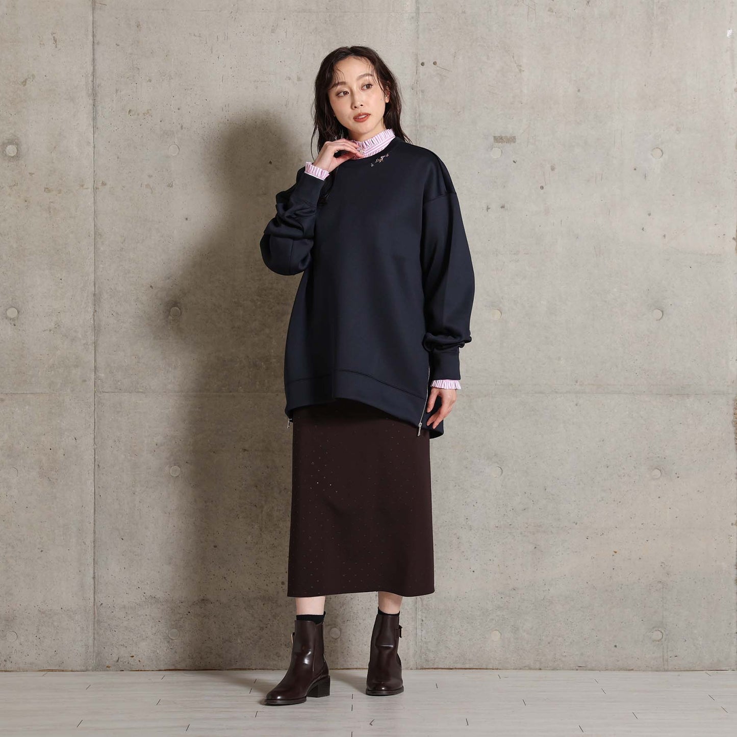 2026AW【11月中旬お届け予定】 F-CS-10「Structured Knit」Side zip tops【全4色】