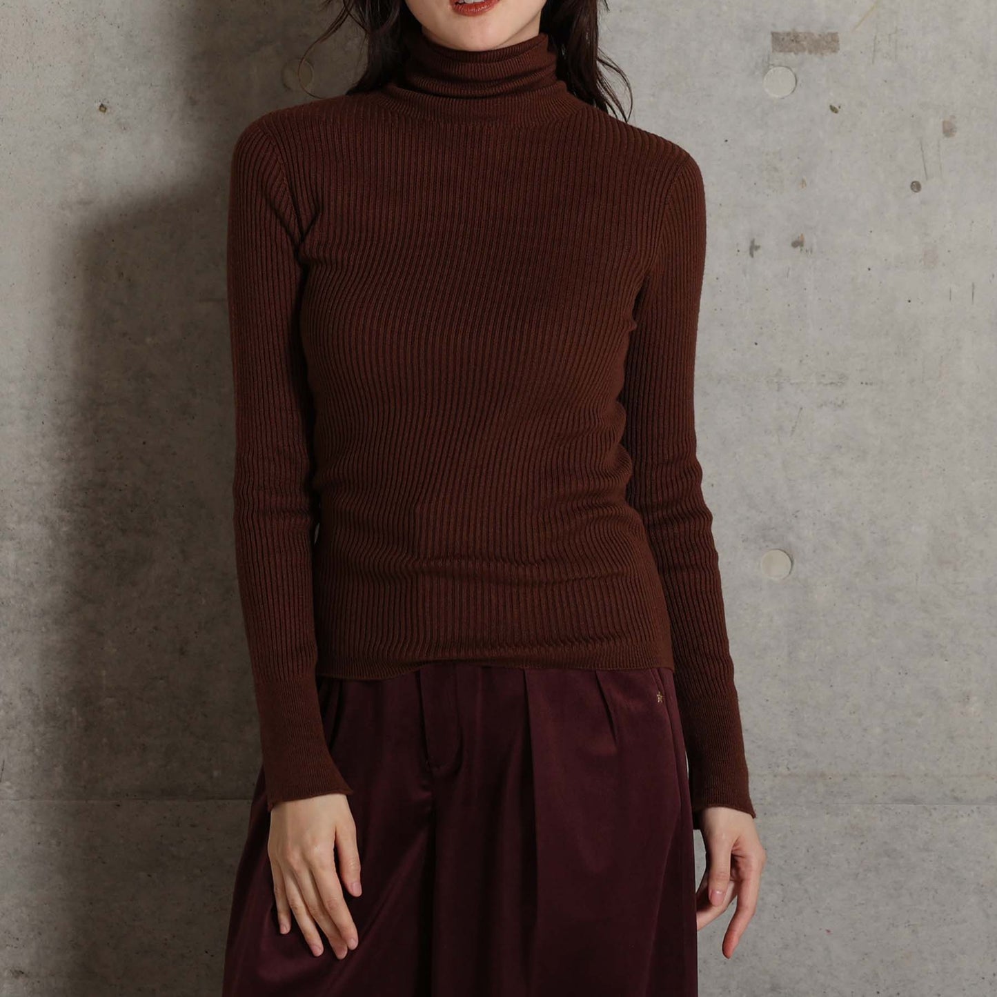 2026AW【10月下旬お届け予定】 F-KN-05「Pure Feather Silk」Rib turtle knit【全4色】