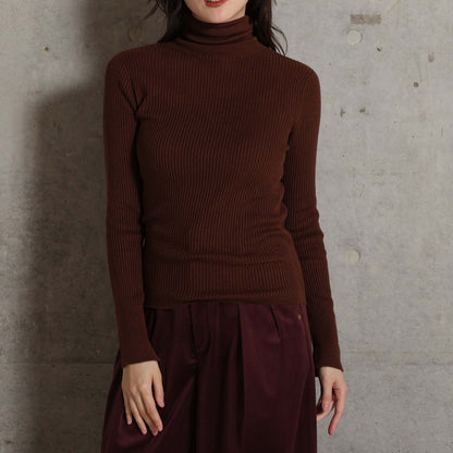 2026AW【10月下旬お届け予定】 F-KN-05「Pure Feather Silk」Rib turtle knit【全4色】