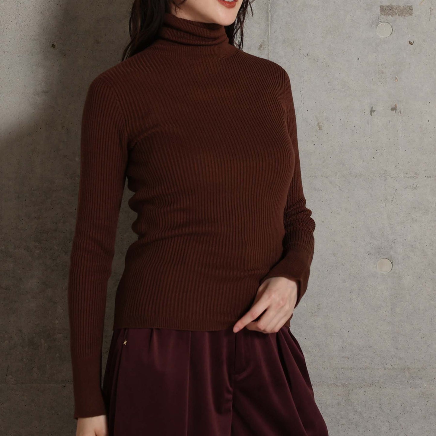 2026AW【10月下旬お届け予定】 F-KN-05「Pure Feather Silk」Rib turtle knit【全4色】
