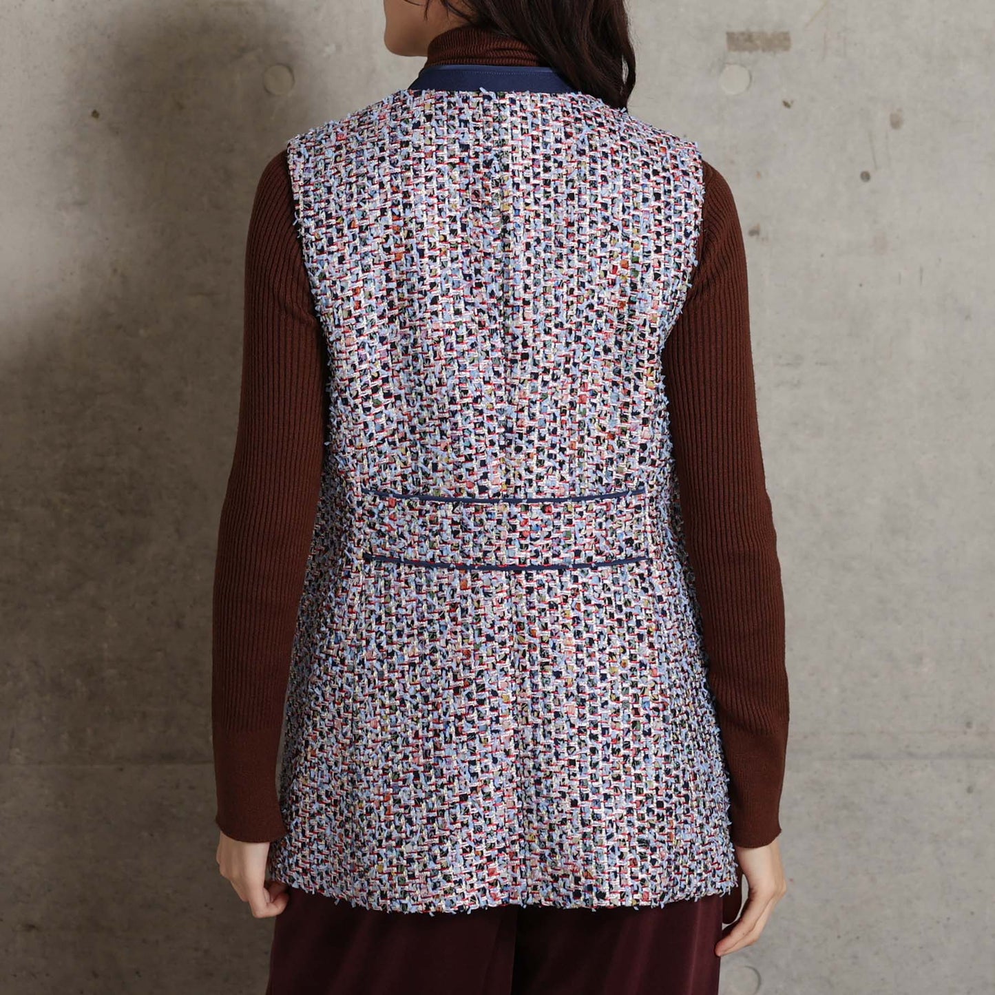 2026AW【10月下旬お届け予定】 F-VT-03「Wreath tweed/Layer check tweed」Double-breasted gilet【全2色】