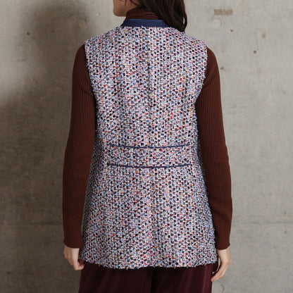 2026AW【10月下旬お届け予定】 F-VT-03「Wreath tweed/Layer check tweed」Double-breasted gilet【全2色】