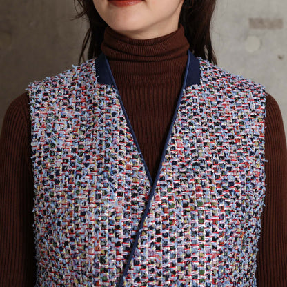 2026AW【10月下旬お届け予定】 F-VT-03「Wreath tweed/Layer check tweed」Double-breasted gilet【全2色】