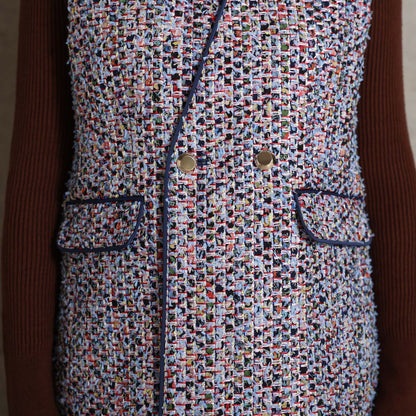 2026AW【10月下旬お届け予定】 F-VT-03「Wreath tweed/Layer check tweed」Double-breasted gilet【全2色】