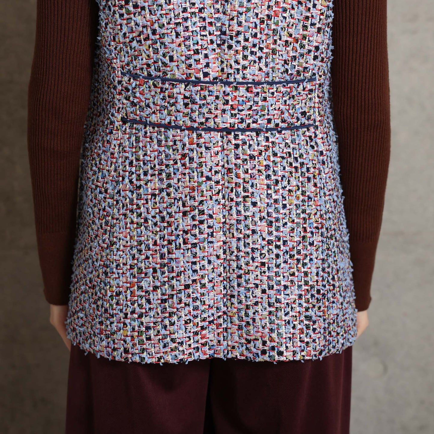 2026AW【10月下旬お届け予定】 F-VT-03「Wreath tweed/Layer check tweed」Double-breasted gilet【全2色】