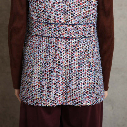 2026AW【10月下旬お届け予定】 F-VT-03「Wreath tweed/Layer check tweed」Double-breasted gilet【全2色】