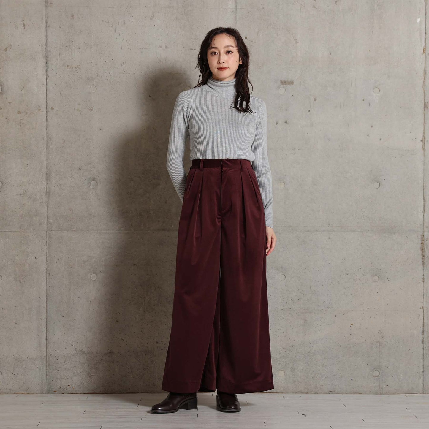 2026AW【11月中旬お届け予定】 F-PT-14「Velvet twill」Tuck wide pants【全4色】