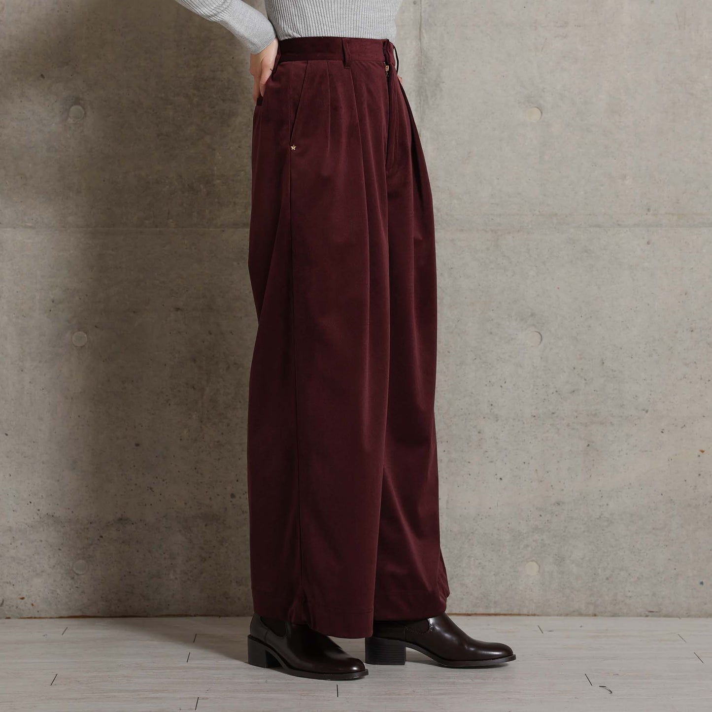 2026AW【11月中旬お届け予定】 F-PT-14「Velvet twill」Tuck wide pants【全4色】
