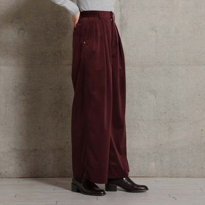 2026AW【11月中旬お届け予定】 F-PT-14「Velvet twill」Tuck wide pants【全4色】