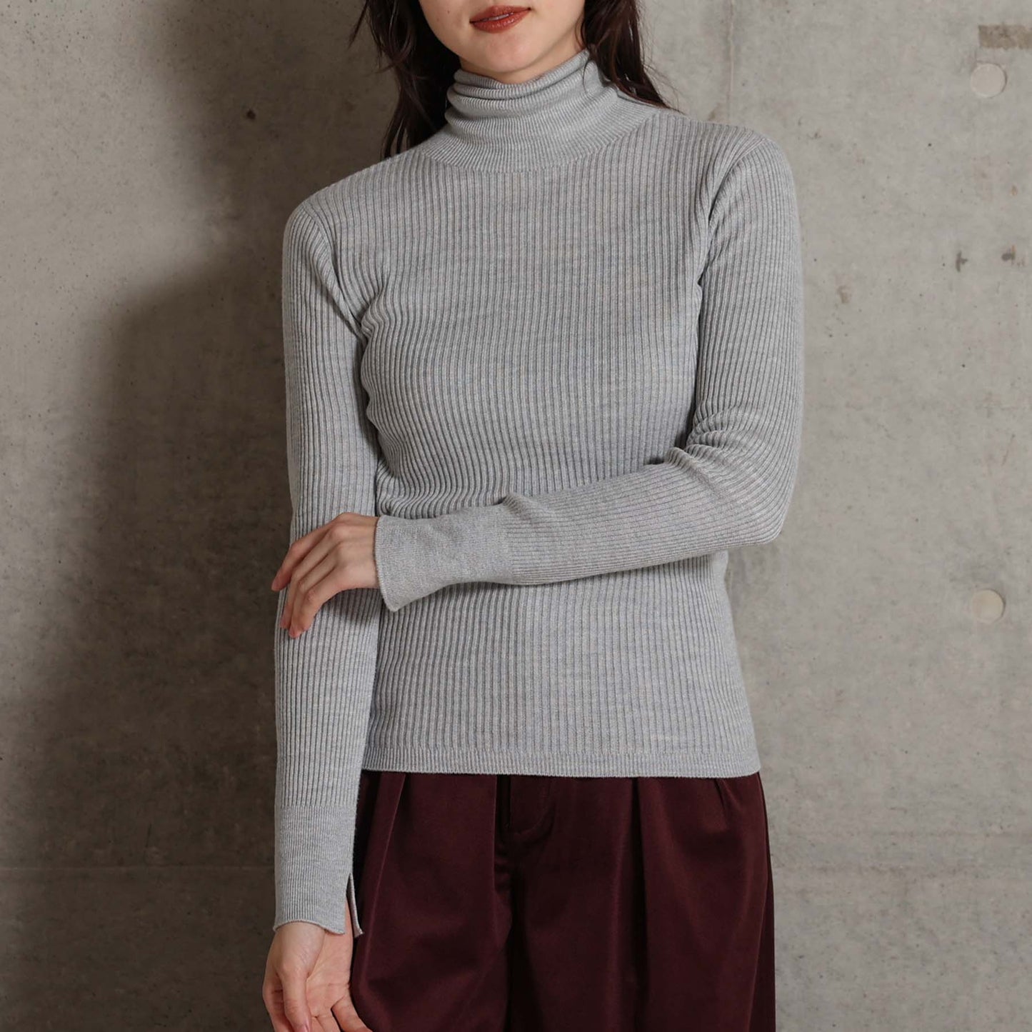 2026AW【10月下旬お届け予定】 F-KN-05「Pure Feather Silk」Rib turtle knit【全4色】