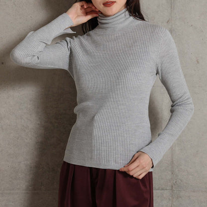2026AW【10月下旬お届け予定】 F-KN-05「Pure Feather Silk」Rib turtle knit【全4色】
