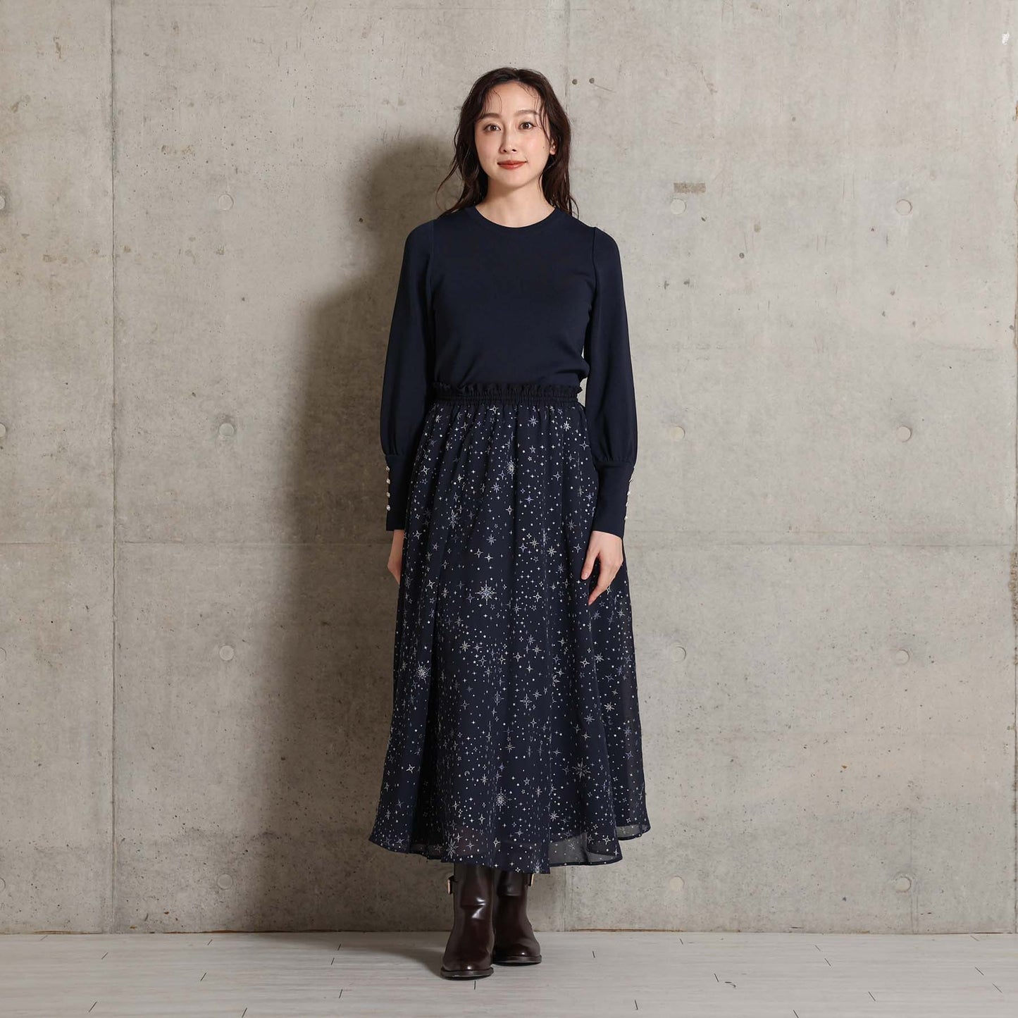 2026AW【10月中旬お届け予定】 F-SK-14「Nocturne Veil」Long skirt【全2色】