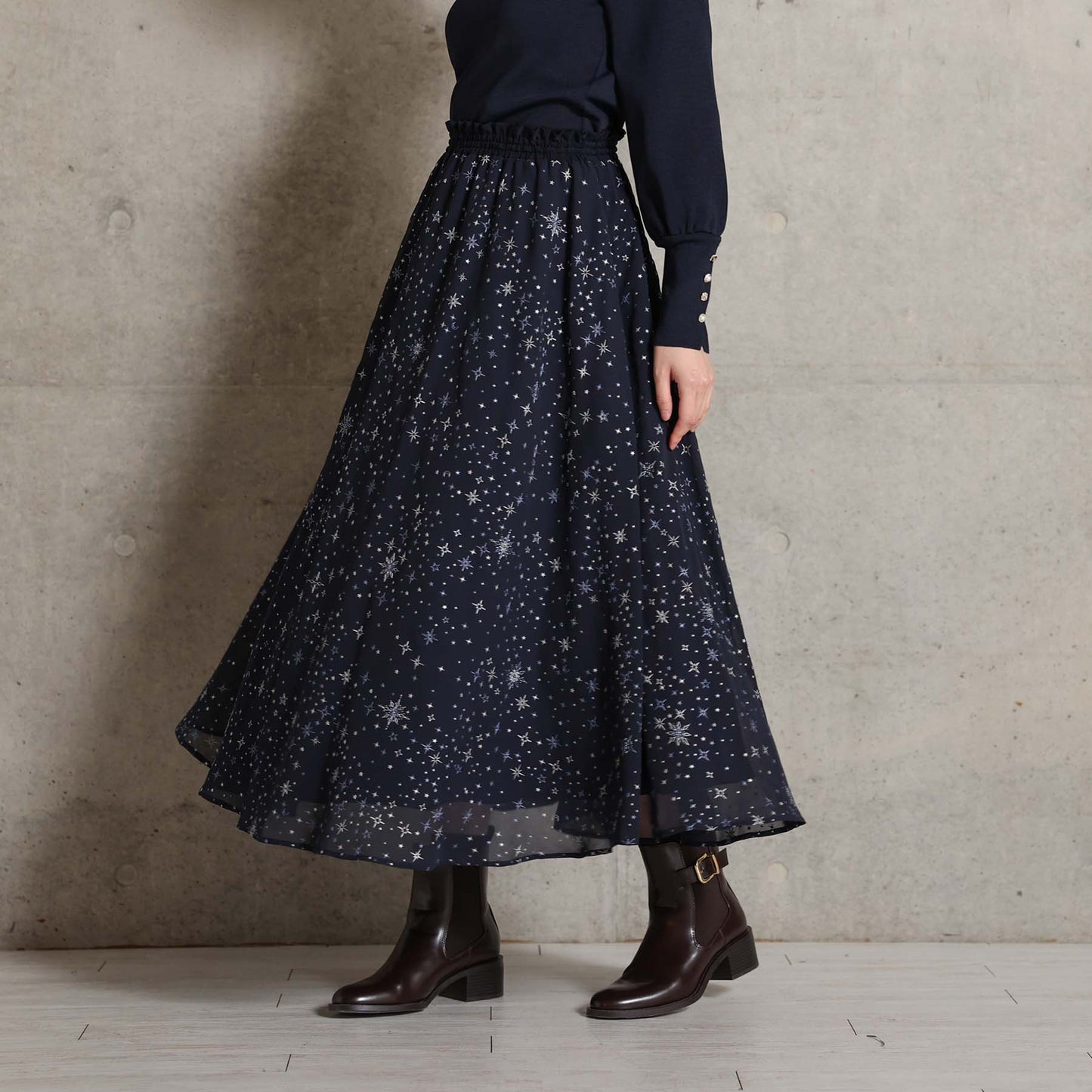 2026AW【10月中旬お届け予定】 F-SK-14「Nocturne Veil」Long skirt【全2色】