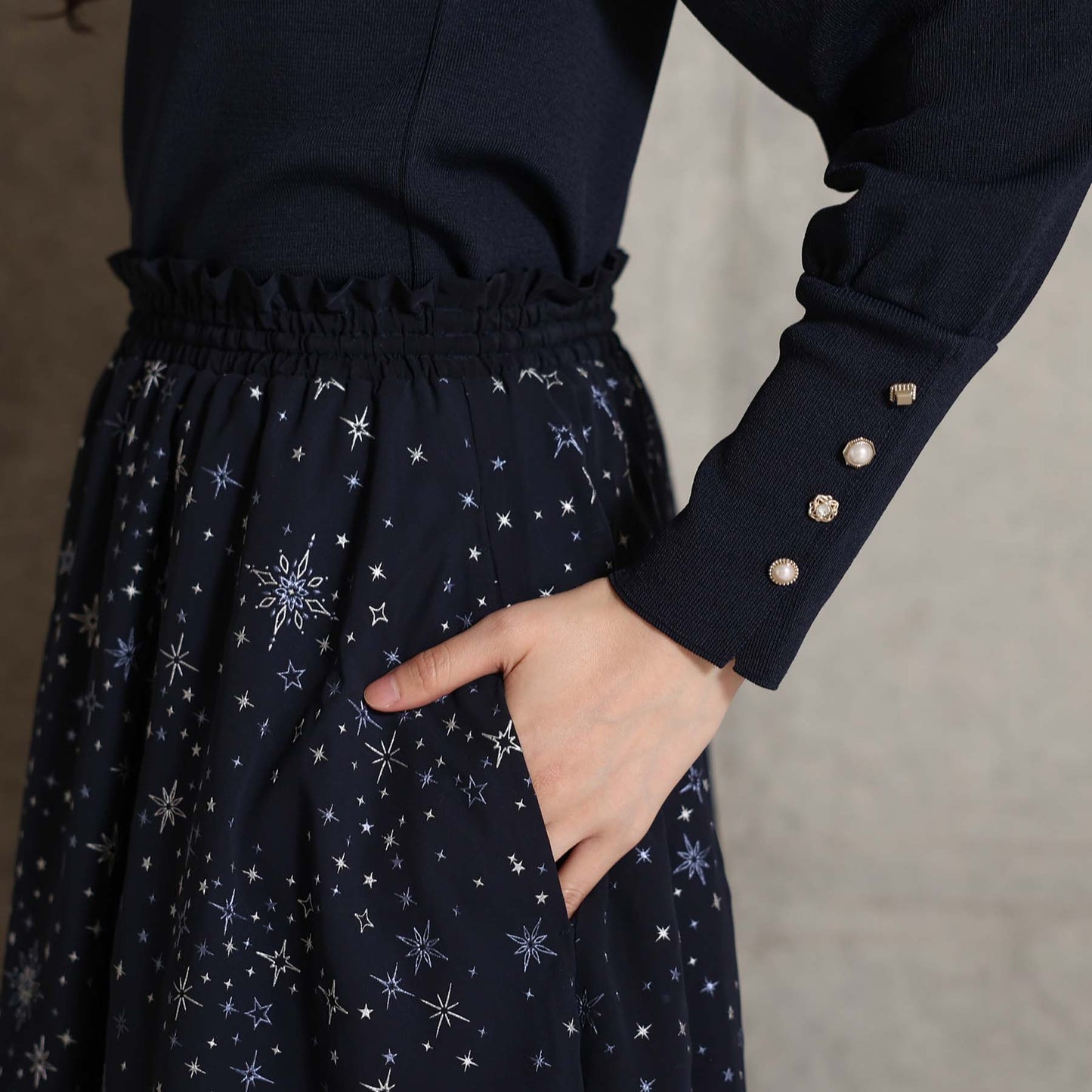 2026AW【10月中旬お届け予定】 F-SK-14「Nocturne Veil」Long skirt【全2色】