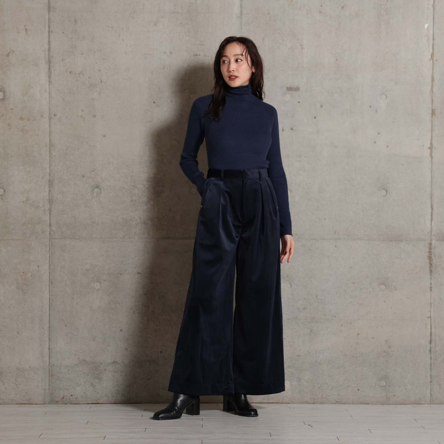 2026AW【11月中旬お届け予定】 F-PT-14「Velvet twill」Tuck wide pants【全4色】