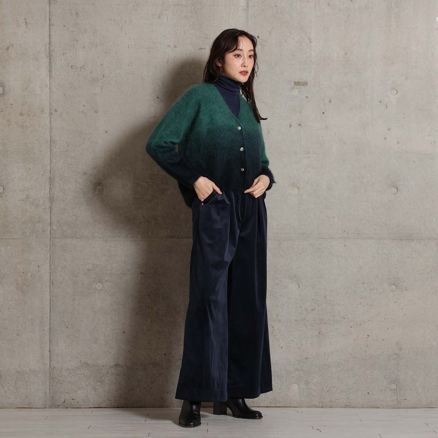 2026AW【11月中旬お届け予定】 F-PT-14「Velvet twill」Tuck wide pants【全4色】
