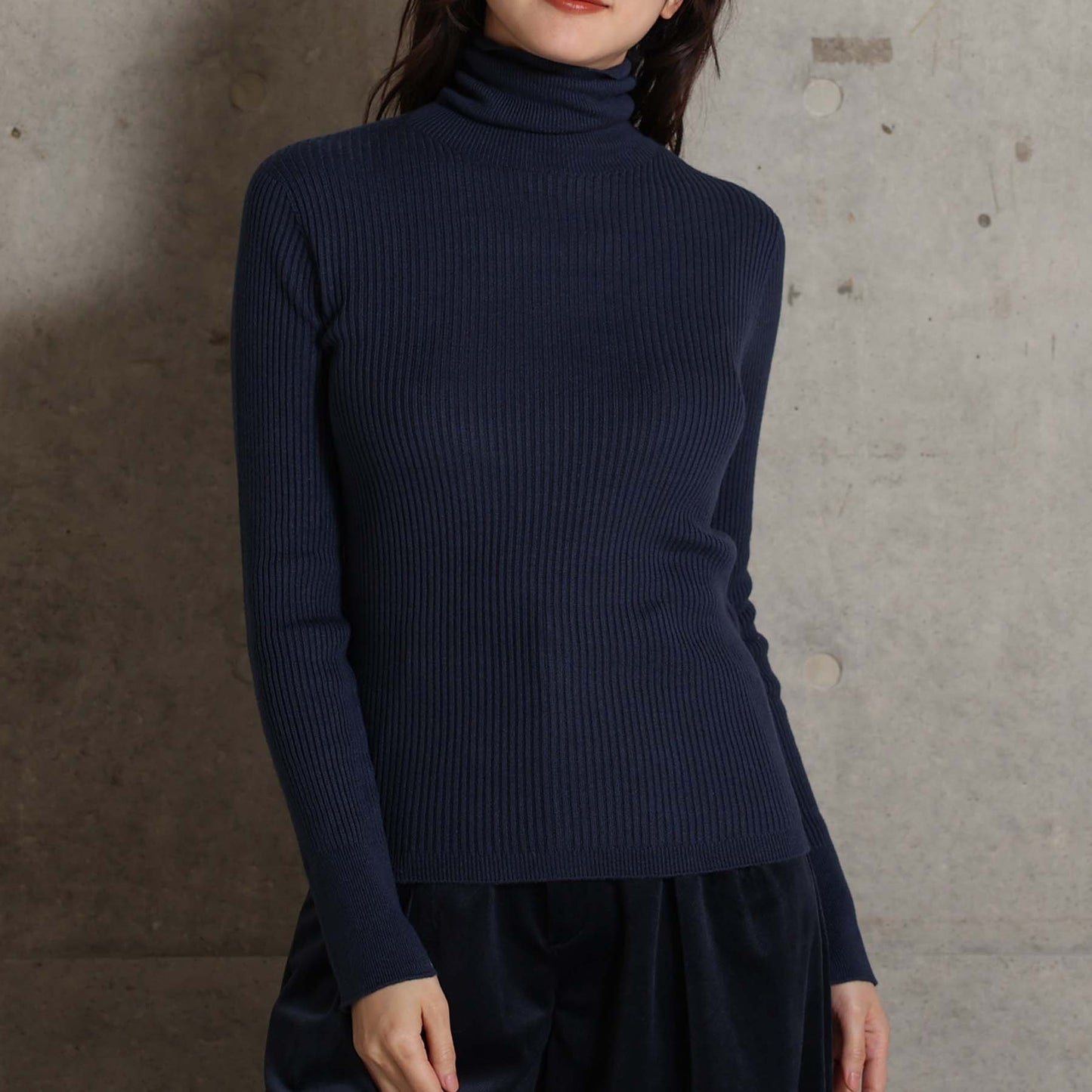 2026AW【10月下旬お届け予定】 F-KN-05「Pure Feather Silk」Rib turtle knit【全4色】