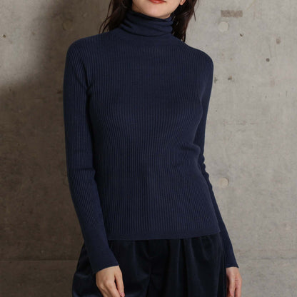 2026AW【10月下旬お届け予定】 F-KN-05「Pure Feather Silk」Rib turtle knit【全4色】
