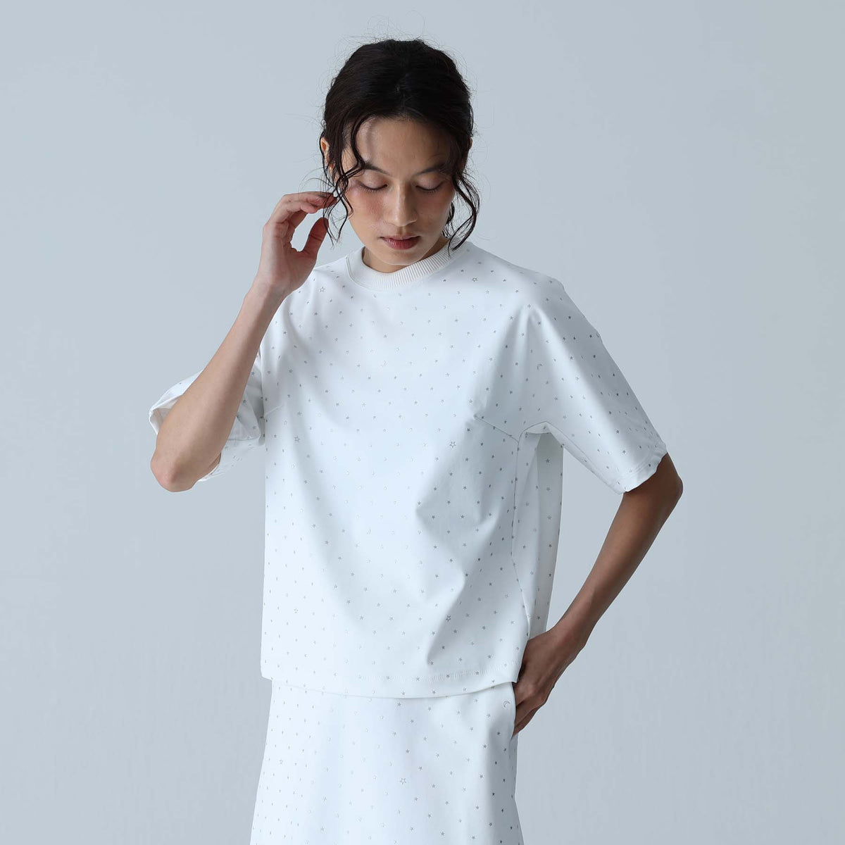 C-BL-83 Robin flower blouse WHITE