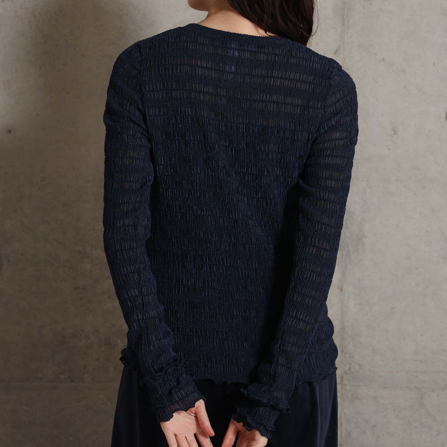 2026AW【9月下旬お届け予定】 F-CS-12「Shirring knit」Crew-neck tops【全4色】