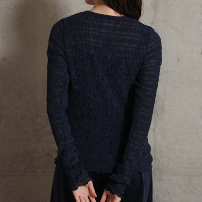 2026AW【9月下旬お届け予定】 F-CS-12「Shirring knit」Crew-neck tops【全4色】