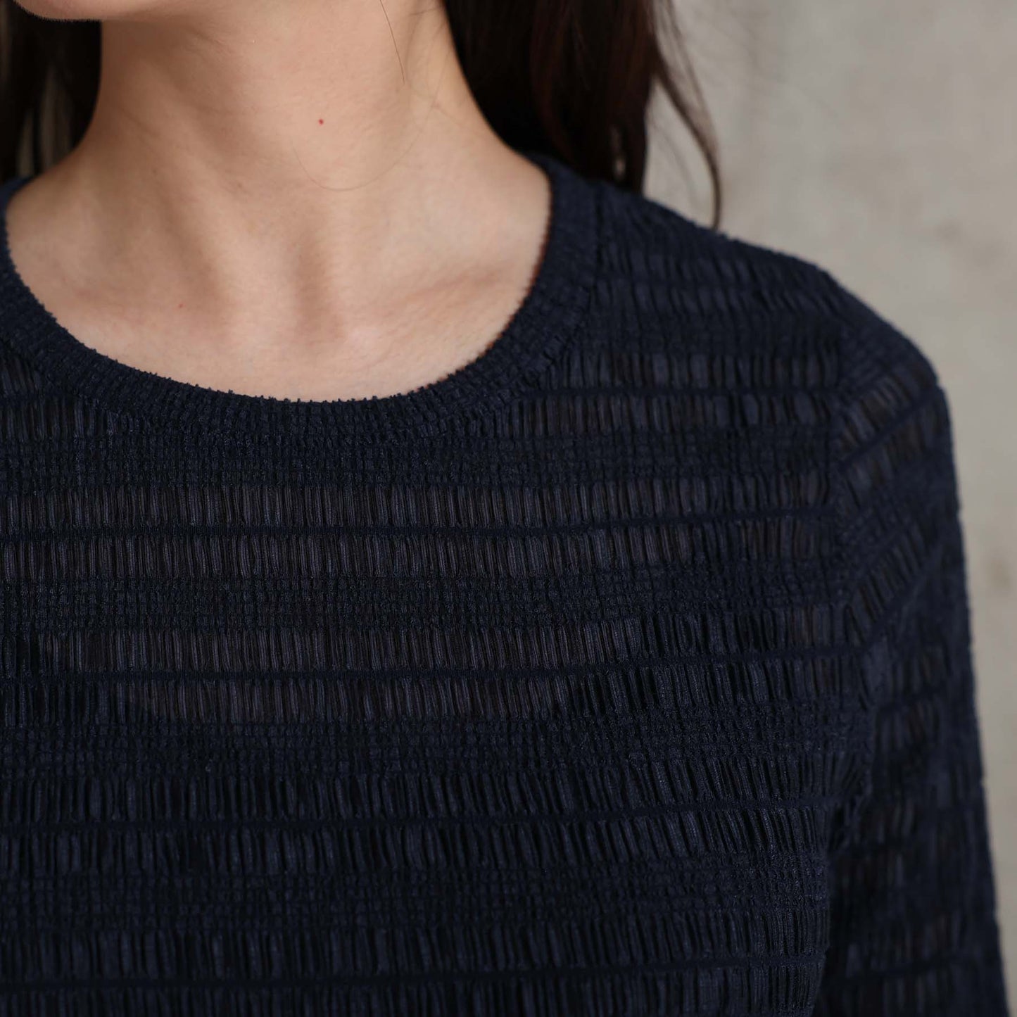 2026AW【9月下旬お届け予定】 F-CS-12「Shirring knit」Crew-neck tops【全4色】
