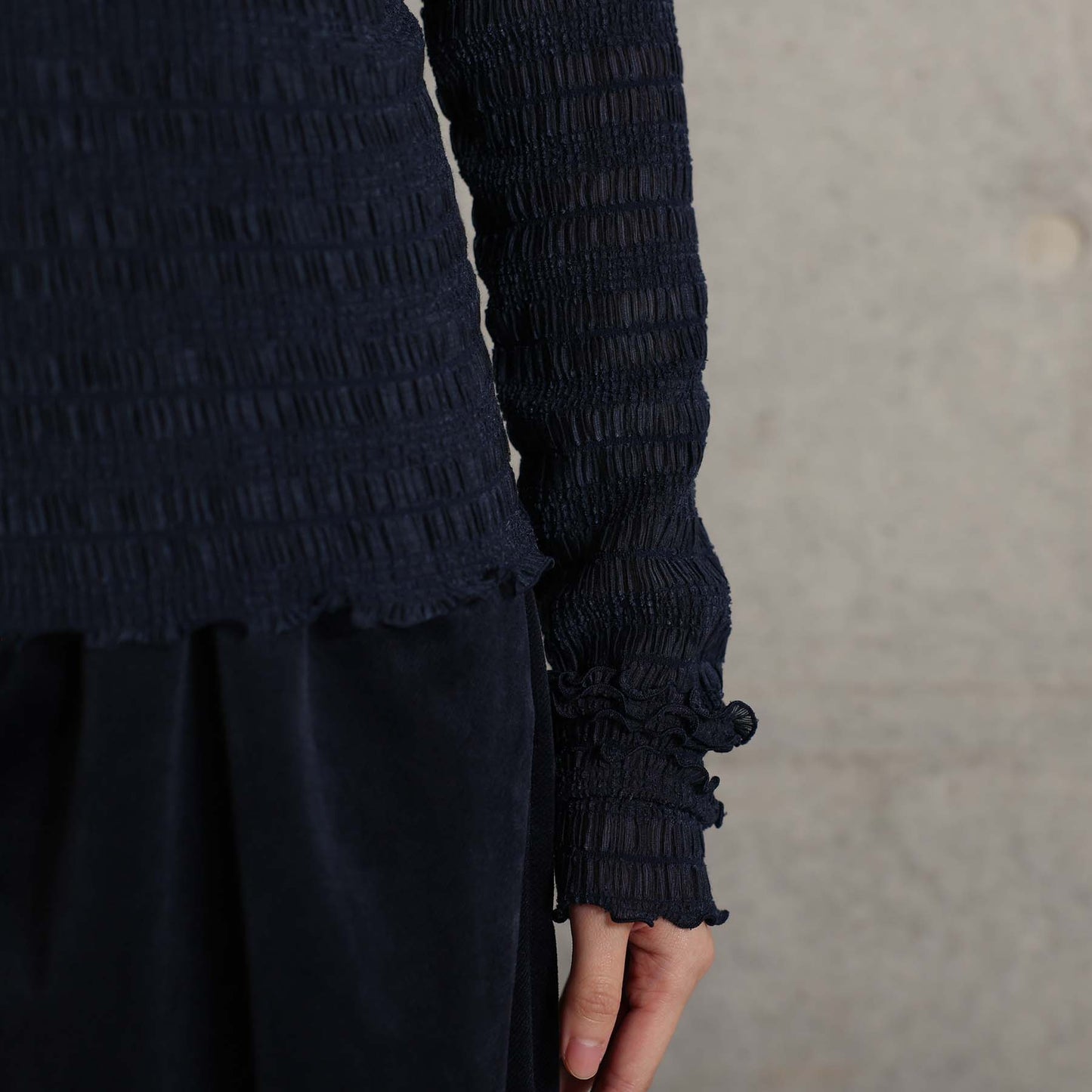 2026AW【9月下旬お届け予定】 F-CS-12「Shirring knit」Crew-neck tops【全4色】