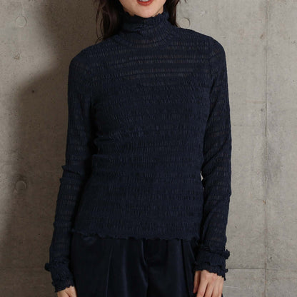 2026AW【9月下旬お届け予定】 F-CS-11「Shirring knit」Turtle-neck tops【全4色】
