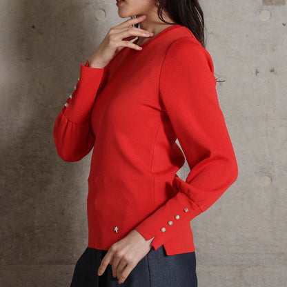 2026AW【10月下旬お届け予定】 F-KN-06C「Earring cuff」Crew-neck knit【全5色】
