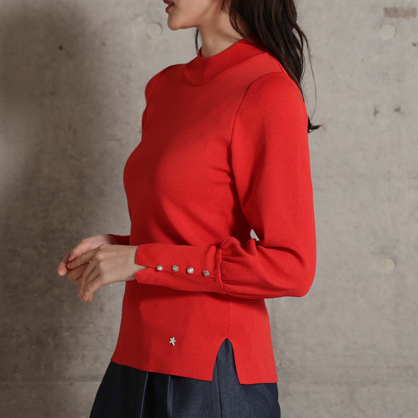 2026AW【10月下旬お届け予定】 F-KN-06H「Earring cuff」High-neck knit【全5色】