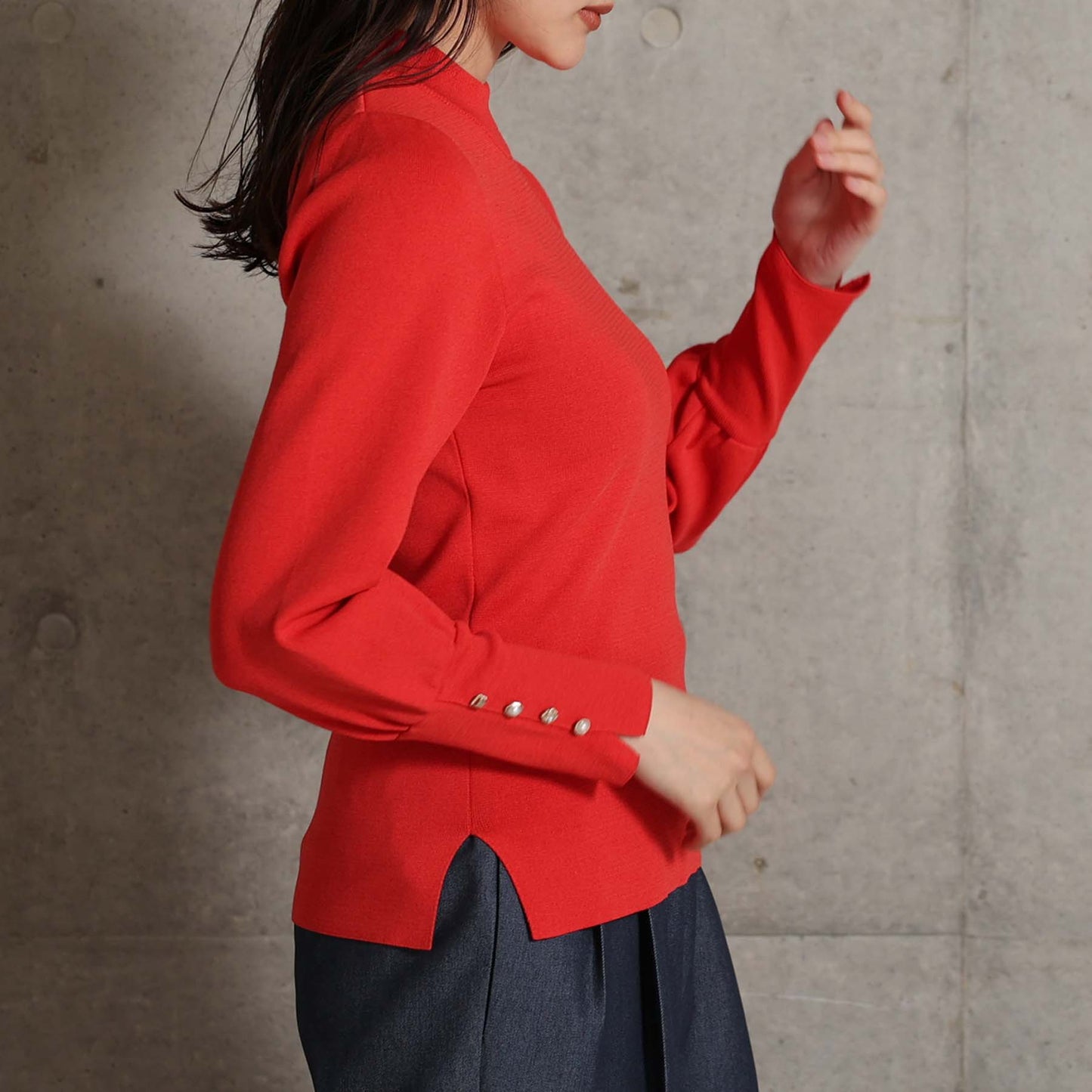 2026AW【10月下旬お届け予定】 F-KN-06H「Earring cuff」High-neck knit【全5色】
