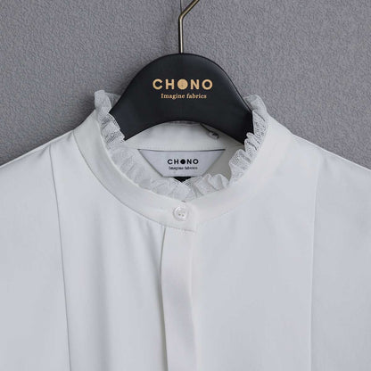 C-BL-84S「Technical twill」Front button blouse WHITE