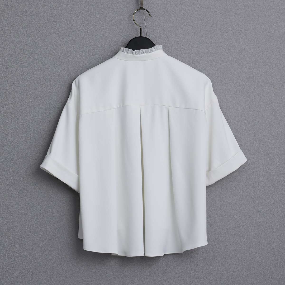 C-BL-84S「Technical twill」Front button blouse WHITE