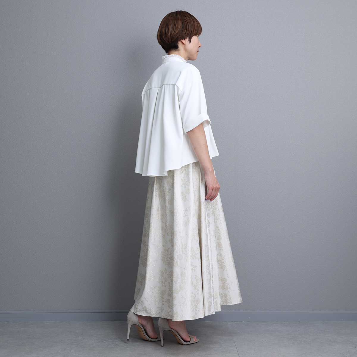 C-BL-84S「Technical twill」Front button blouse WHITE