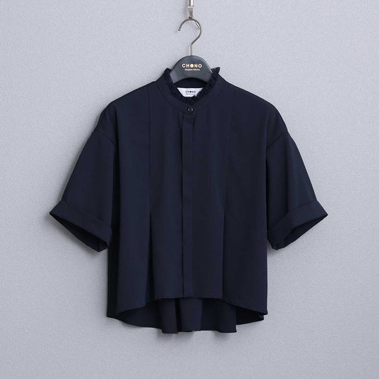 C-BL-84S「Technical twill」Front button blouse NAVY