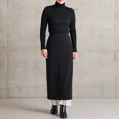 2026AW【9月下旬お届け予定】 F-SK-16「Technical knit&dot tulle」Layered Pleated Skirt【全2色】