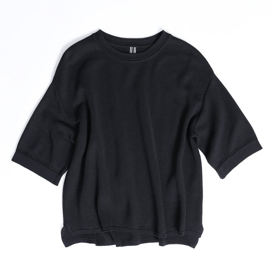 F-KN-03「Pique knit tee」Relax pullover BLACK
