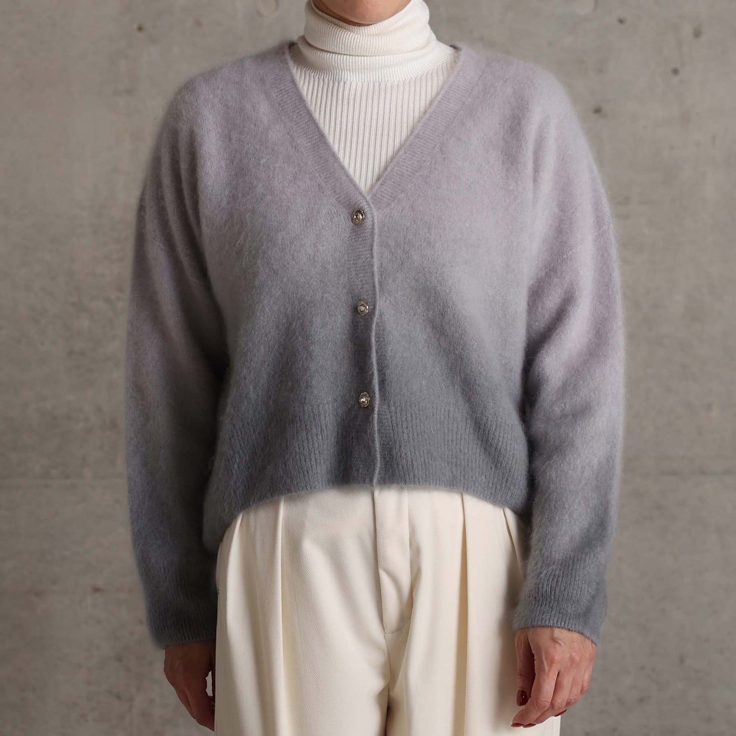 2026AW【10月下旬お届け予定】 F-KN-07「Pure Feather cashmere」V-neck cardigan【全4色】