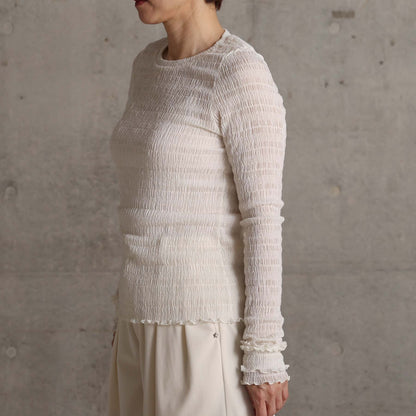 2026AW【9月下旬お届け予定】 F-CS-12「Shirring knit」Crew-neck tops【全4色】