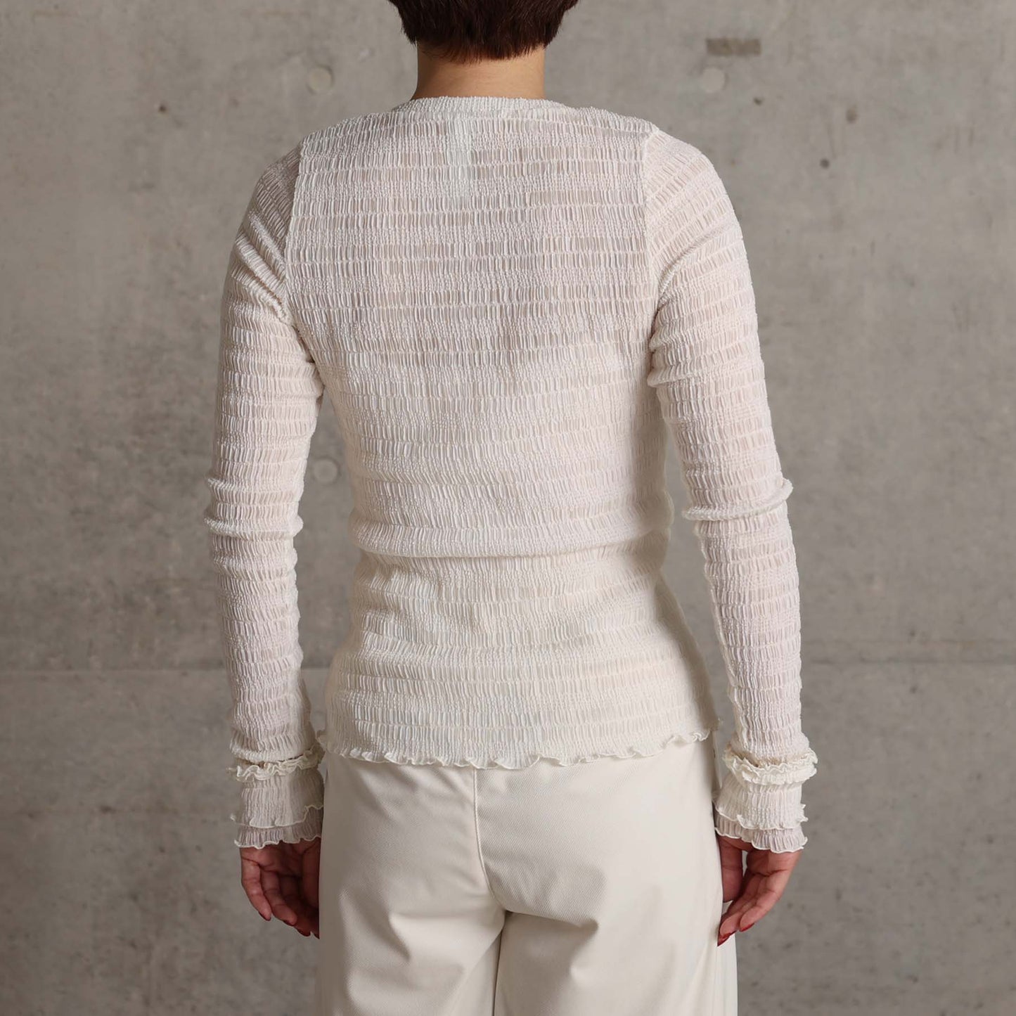 2026AW【9月下旬お届け予定】 F-CS-12「Shirring knit」Crew-neck tops【全4色】