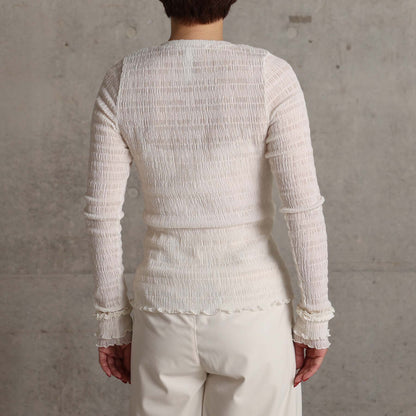 2026AW【9月下旬お届け予定】 F-CS-12「Shirring knit」Crew-neck tops【全4色】