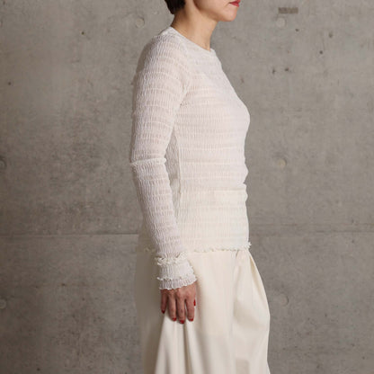 2026AW【9月下旬お届け予定】 F-CS-12「Shirring knit」Crew-neck tops【全4色】