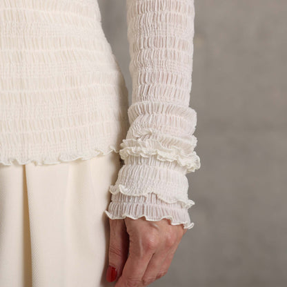 2026AW【9月下旬お届け予定】 F-CS-12「Shirring knit」Crew-neck tops【全4色】