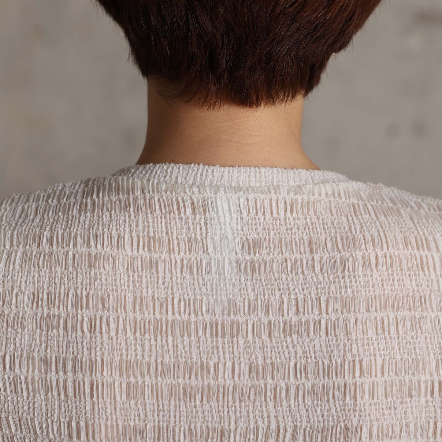 2026AW【9月下旬お届け予定】 F-CS-12「Shirring knit」Crew-neck tops【全4色】