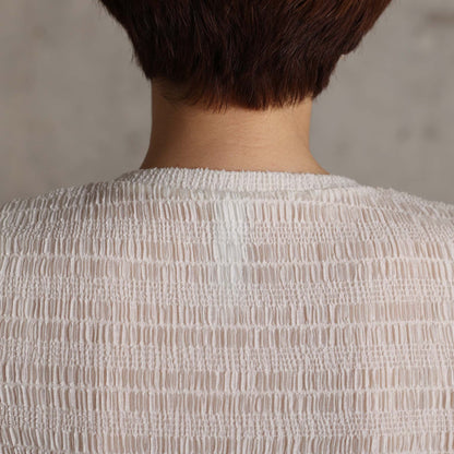 2026AW【9月下旬お届け予定】 F-CS-12「Shirring knit」Crew-neck tops【全4色】
