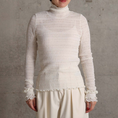 2026AW【9月下旬お届け予定】 F-CS-11「Shirring knit」Turtle-neck tops【全4色】