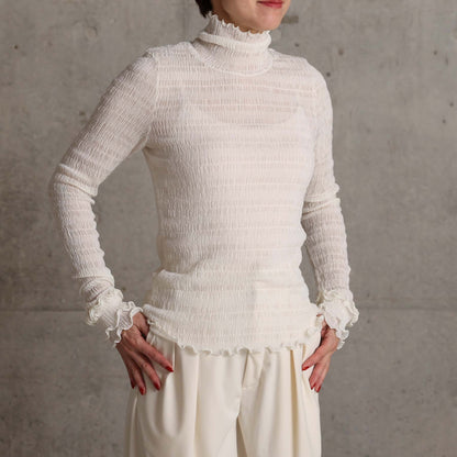 2026AW【9月下旬お届け予定】 F-CS-11「Shirring knit」Turtle-neck tops【全4色】