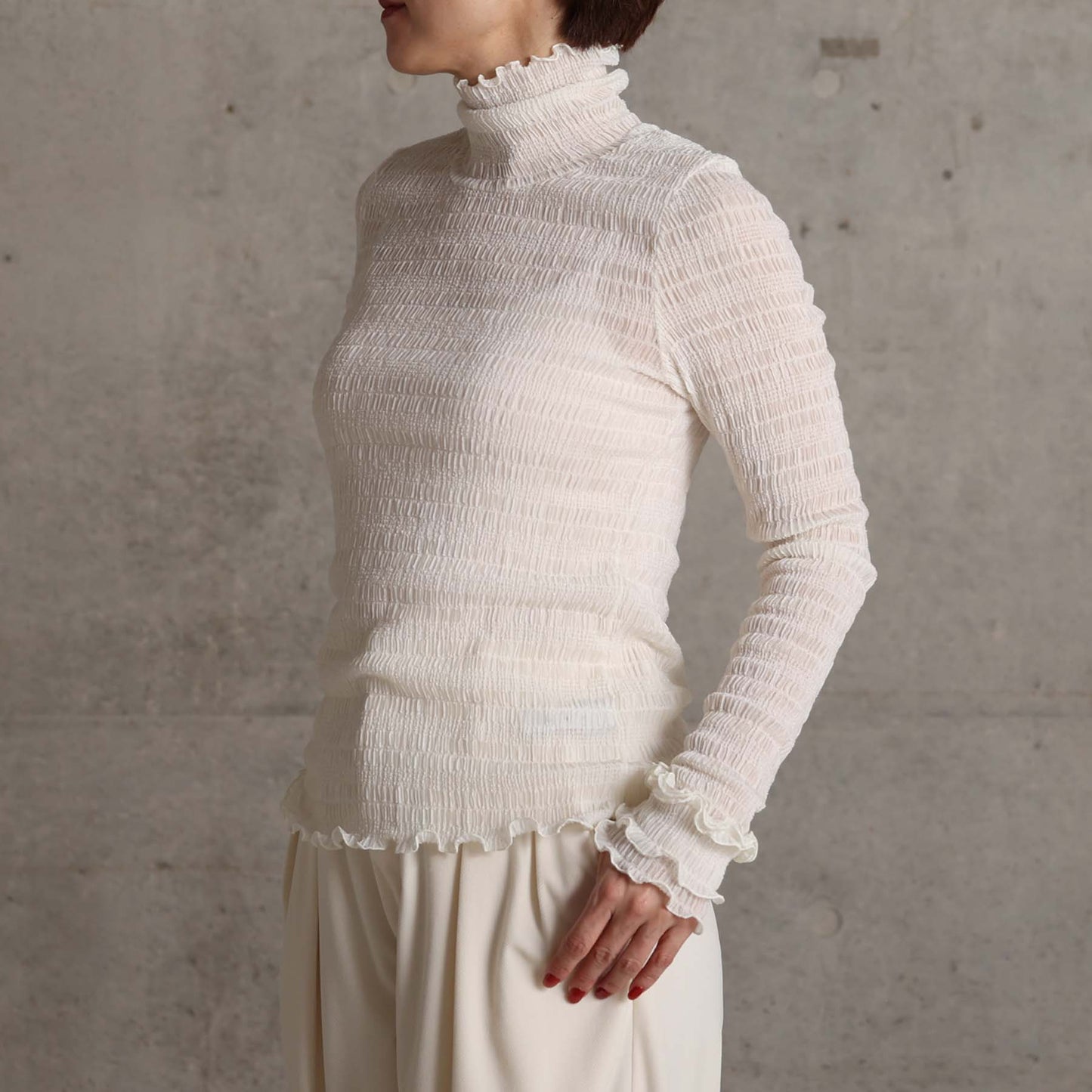 2026AW【9月下旬お届け予定】 F-CS-11「Shirring knit」Turtle-neck tops【全4色】