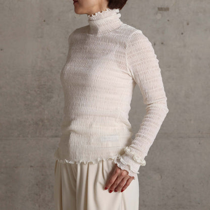 2026AW【9月下旬お届け予定】 F-CS-11「Shirring knit」Turtle-neck tops【全4色】